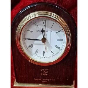 Howard Miller Quarter Century Club Rosewood and Brass Desk Alarm Clock Works